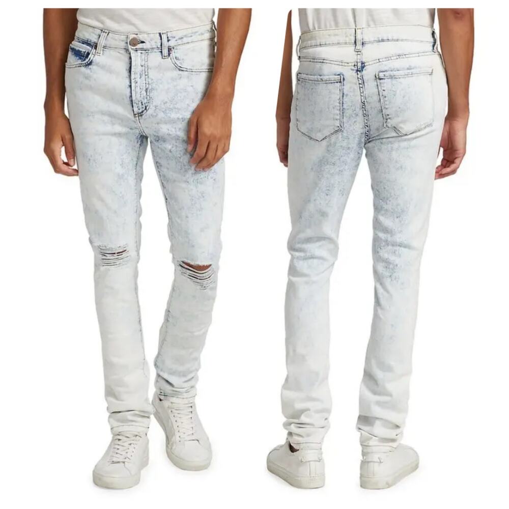 NEW Monfrere Grayson Distressed Skinny Jeans Venice Cotton Size 36x33